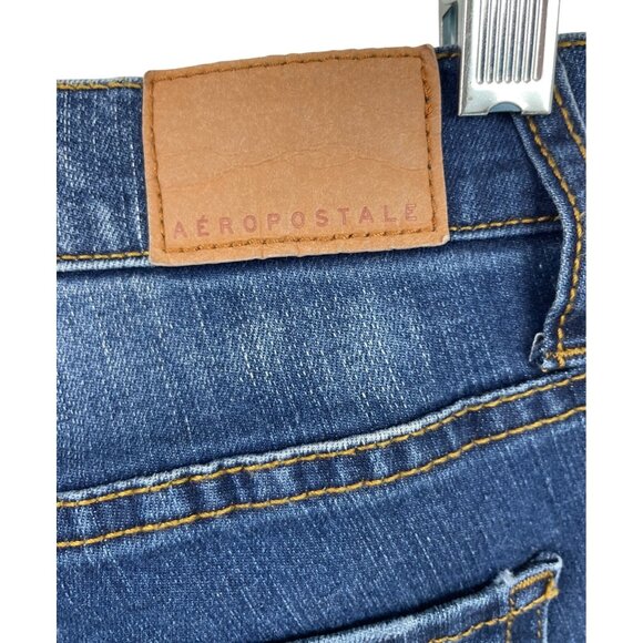 Aeropostale Women's Jeans Size 2 Regular Blue Distressed Skinny Denim Tapered - Picture 4 of 8